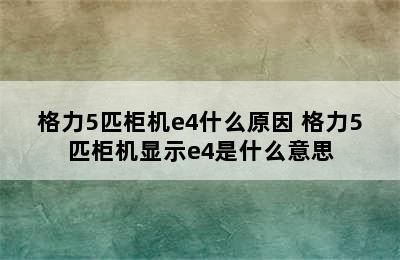 格力5匹柜机e4什么原因 格力5匹柜机显示e4是什么意思